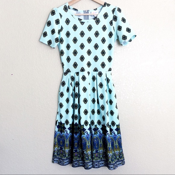 LuLaRoe Dresses & Skirts - LuLaRoe Amelia Unicorn DIPPED blue yellow mint